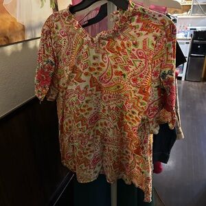 Savanna Jane Pink Flutter Sleeve Graphic Blouse